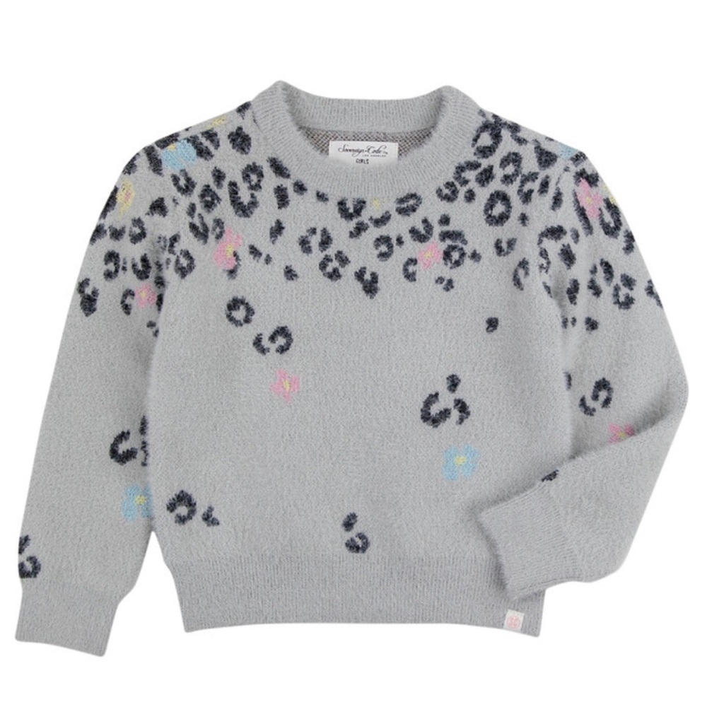 SOVEREIGN CODE Ella Dean Sweater, Grey/ Leopard Flowers Size 8